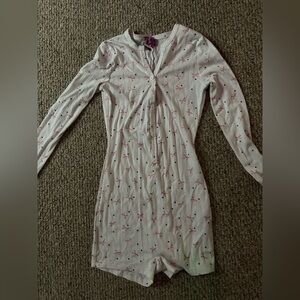 White and Pink Floral Sleep Romper